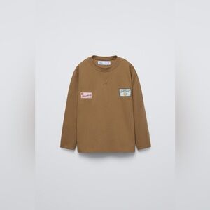 Zara Boy’s Western Brown Patch Long Sleeve Shirt - Size 6/7 or 9/10